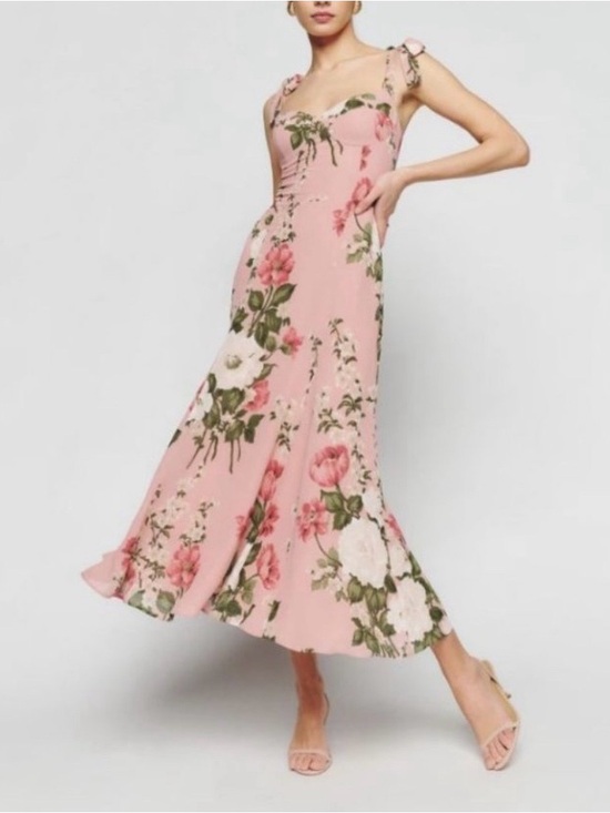 Reformation Dresses & Skirts - Reformation Nadira Tie Strap Dress In Rose Garden - Size 8